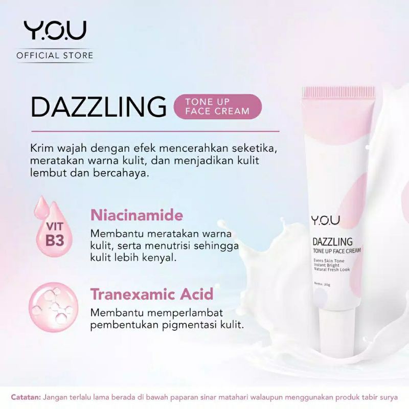 YOU Dazzling Tone Up Face Cream (Efek Cerah Seketika)