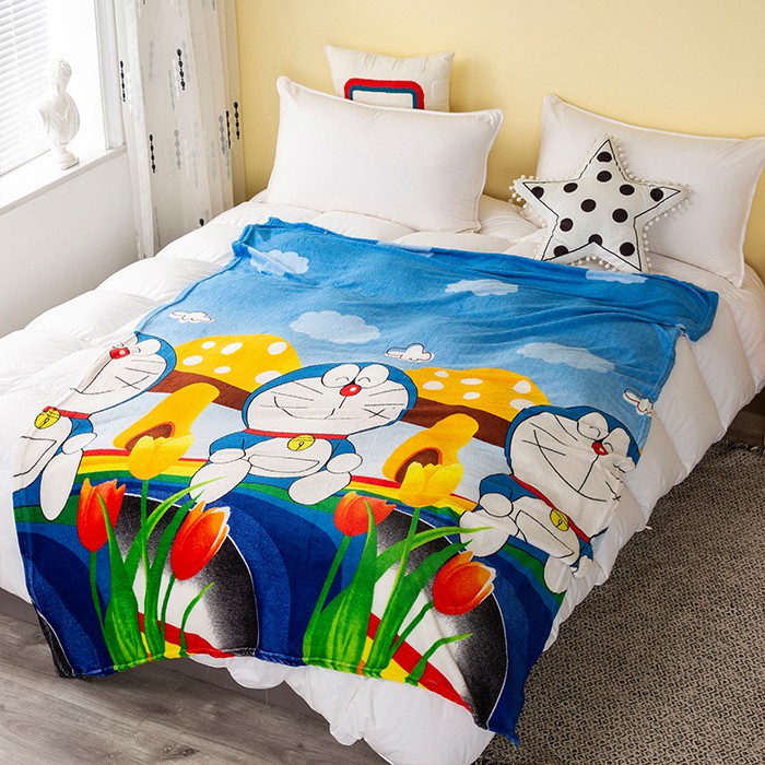 COD - HK - Selimut Karakter Bulu Halus Jumbo 150x200cm - Selimut Jumbo Doraemon Import-Doraemon Fun