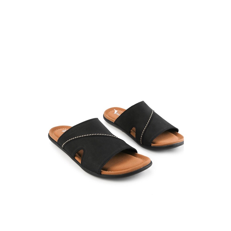 PL51 SANDAL SLIDE PLAYBOY PRIA ORIGINAL CASUAL KULIT BRANDED HITAM