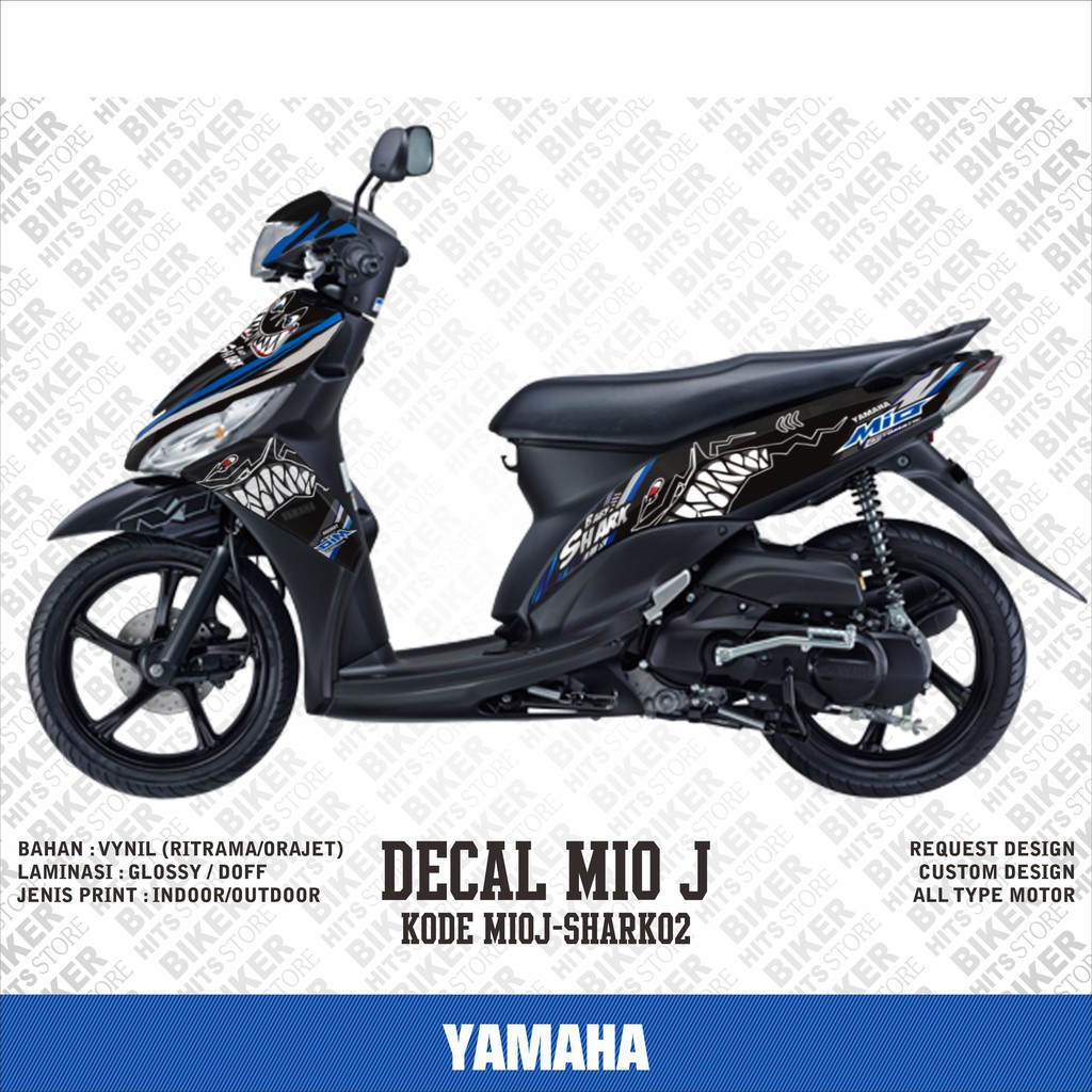 Decal Stiker Striping Variasi Yamaha Mio J Tema Desain Shark Hiu