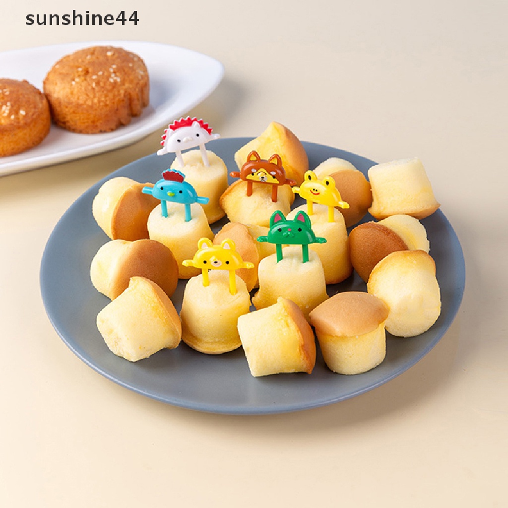 Sunshine 6Pcs Garpu Buah / Dessert / Bento Bentuk Kartun Hewan Lucu