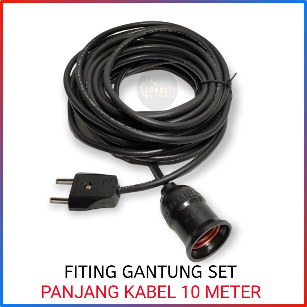 Fiting Lampu Gantung Siap Pakai + Kabel 10 Meter , 5 Meter &amp; 3 Meter