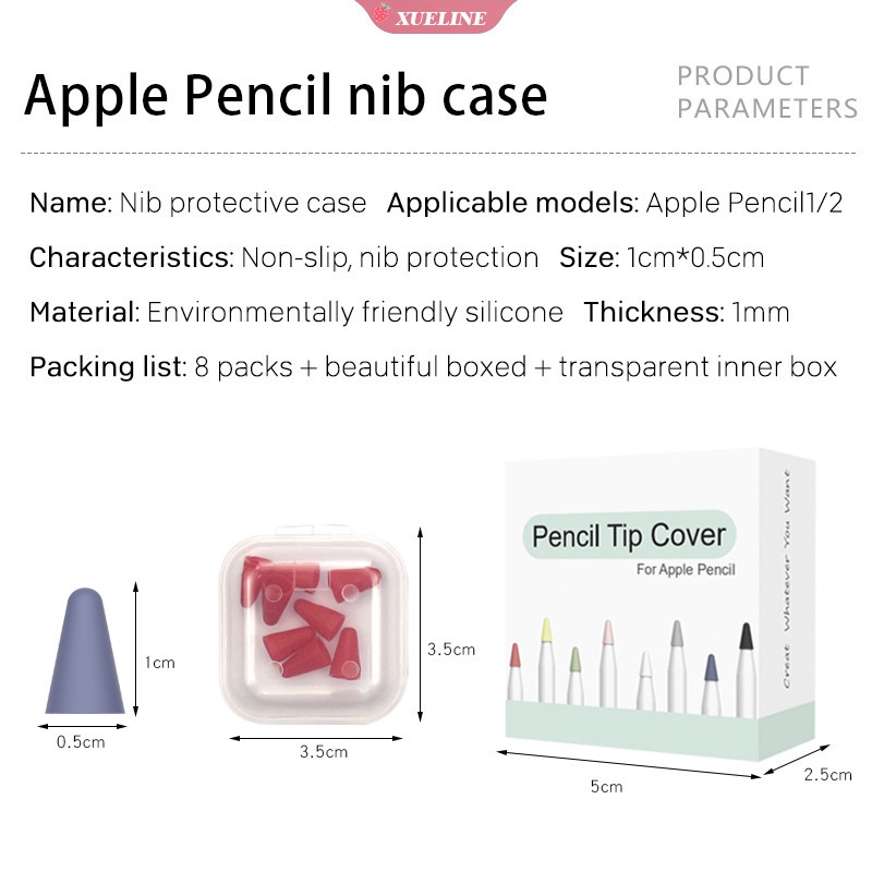 8 Pak Casing Silikon Pengganti Untuk Apple Pencil Generasi 1 / 2