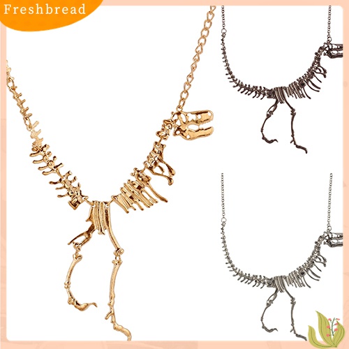 [TERLARIS]Men Women Unisex Punk Dinosaur Bone Drop Pendant Statement Alloy Chain Necklace