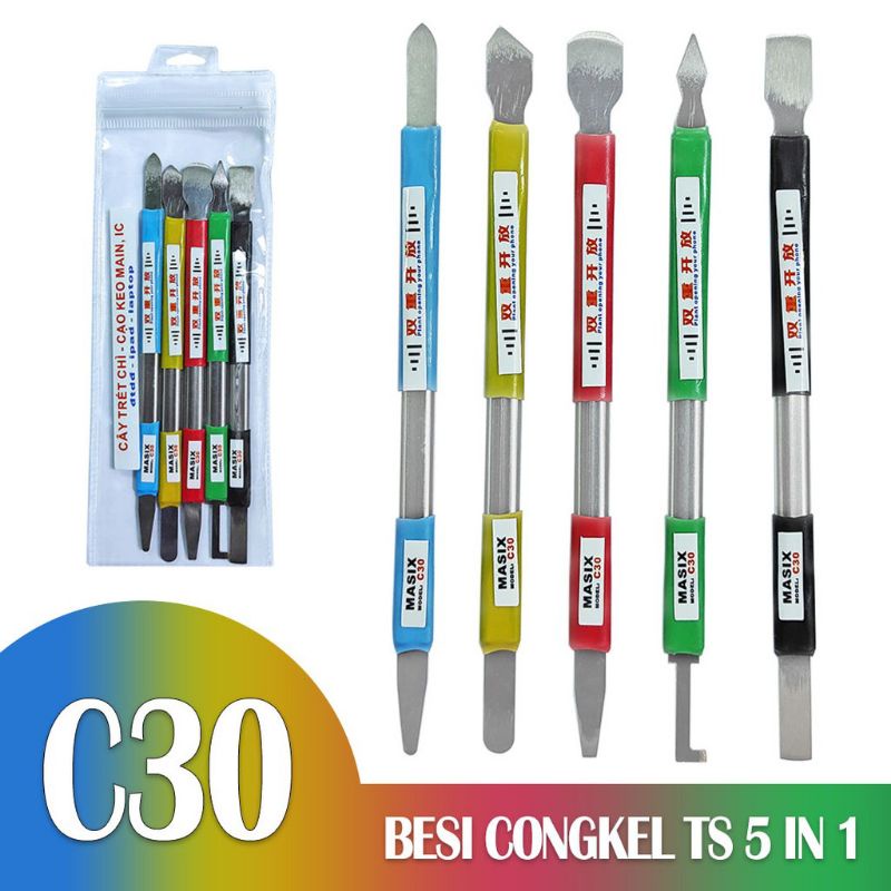 Opening Tools Set Reparasi Besi congkel C30 Pembuka Lcd Touchscreen Backdoor 5 in 1