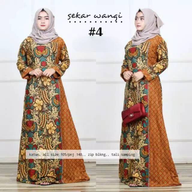 Gamis katun halus sekar wangi baju batik muslim wanita kl