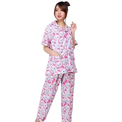 BESS - Piyama CP / Stelan Baju Tidur Murah / Corak MARIE CAT