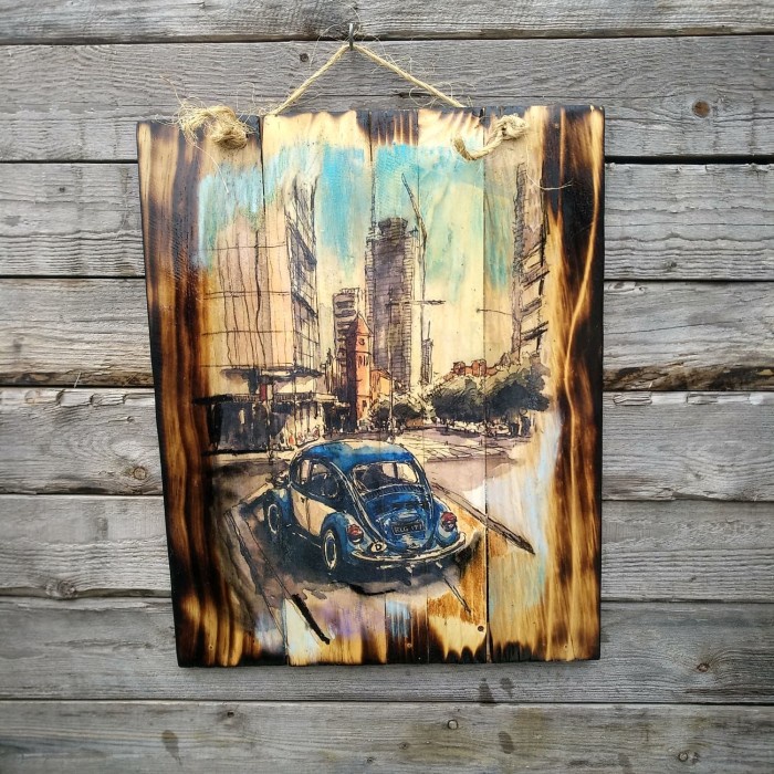 Hiasan Unik Lukisan VW Volkswagen Mobil Pajangan Kafe Resto Garasi