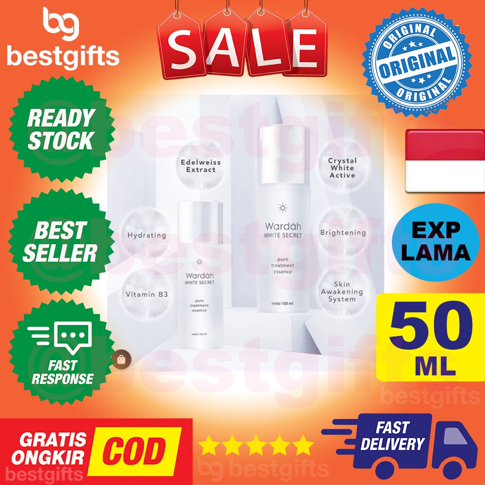 WARDAH WHITE SECRET PURE TREATMENT ESSENCE MENCERAHKAN KULIT MUKA PELEMBAB WAJAH HALUS BERSIH 50 ML