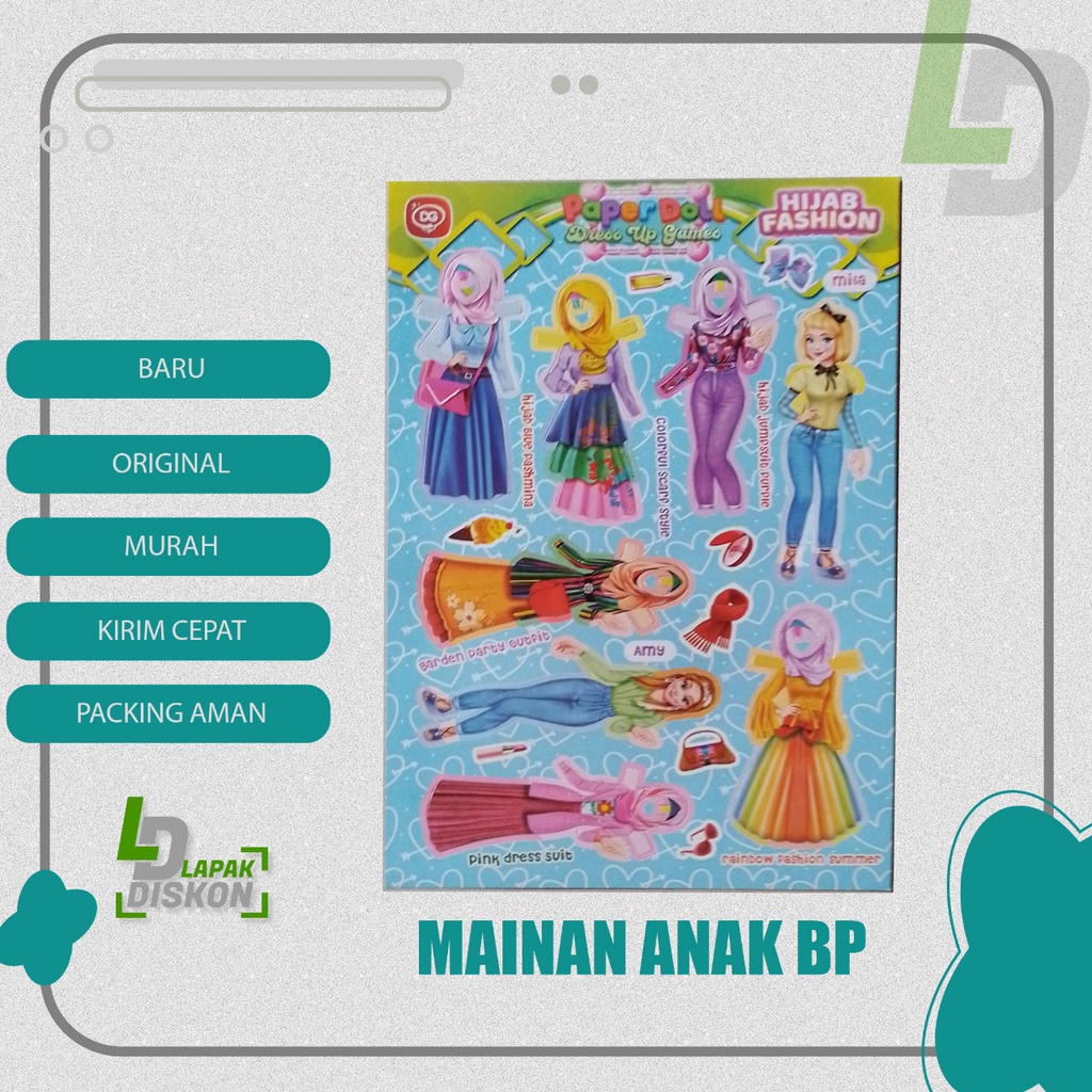 Mainan BP Hijab Anak Perempuan | Kertas Bongkar Pasang | BP-BP an