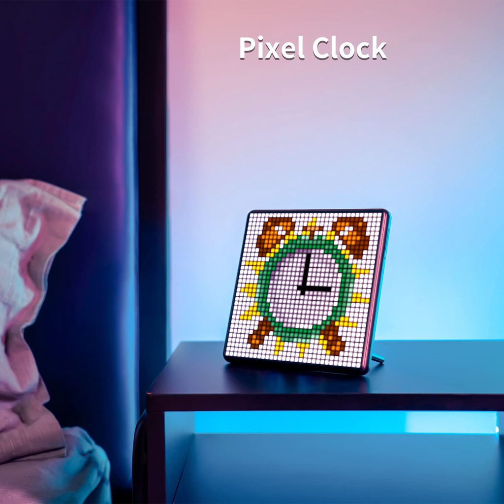 Divoom Pixoo-Max Pixel Display, Tampilan Kontrol Ponsel APP dengan Layar LED 32 X 32 yang Dapat Diprogram untuk Dekorasi Rumah, Iklan Bisnis