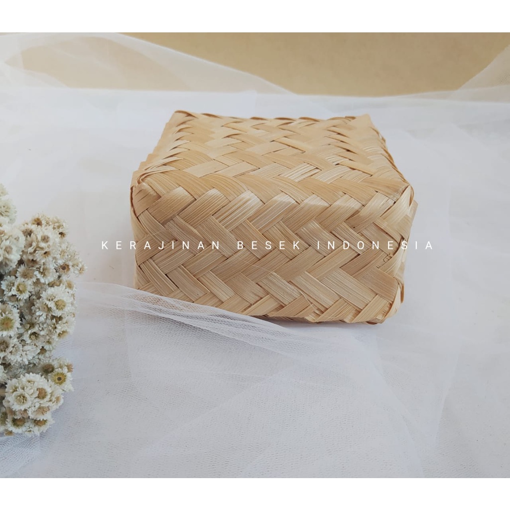 SEPASANG BESEK BAMBU NATURAL dan BLEACHING ukuran 12cm Kerajinan bambu Besek bambu murah Besek murah