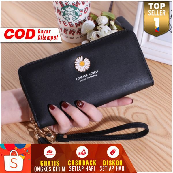 Dompet Panjang Daisy Flower Wanita Murah Women Wallet Mini Terbaru Walet Duit Cewek Korea Branded