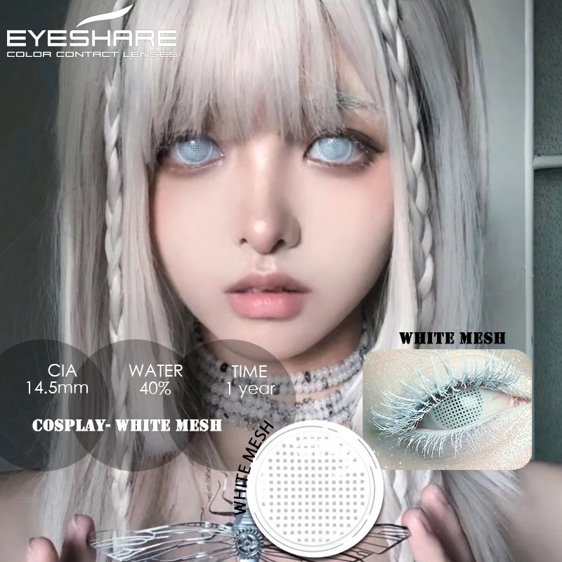 [✅COD] Softlens / Kontak Lensa berwarna anime cosplay game halloween Costumes series softlens mata korea normal minus (0.00) white mesh red/CRAZY softlens mata kucing color free lenscase