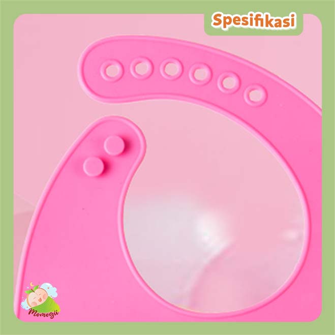 MOMOGII Celemek Makan Bayi Slaber BIB Slabber Full Silikon Anti Sobek Mudah Dibersihkan