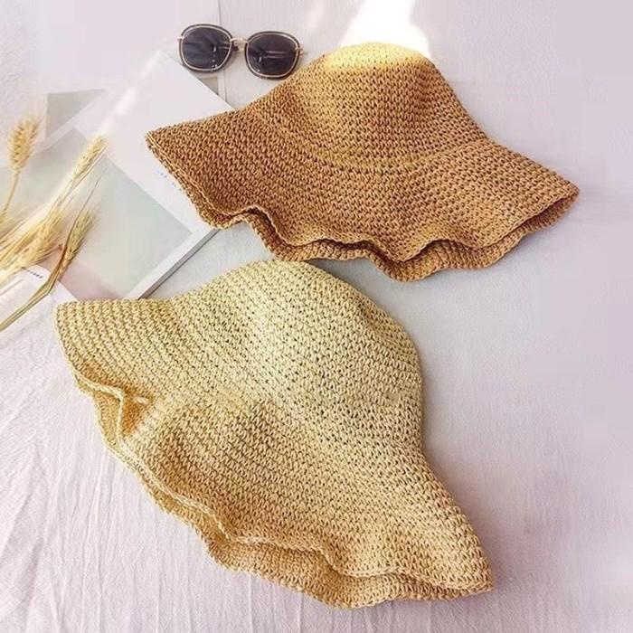 Bucket Hat Topi Bucket Pria Wanita / Beach Hat / Summer Hat Grid Graffiti Korea