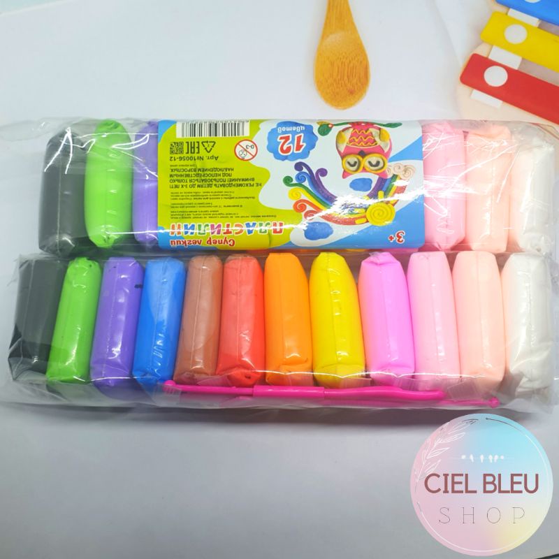 12 in 1 Clay Polymer Super Light Rainbow / Clay Warna Mainan Lilin Plastisin Clay Anak 12 in 1 Murah! / CIEL BLEU SHOP