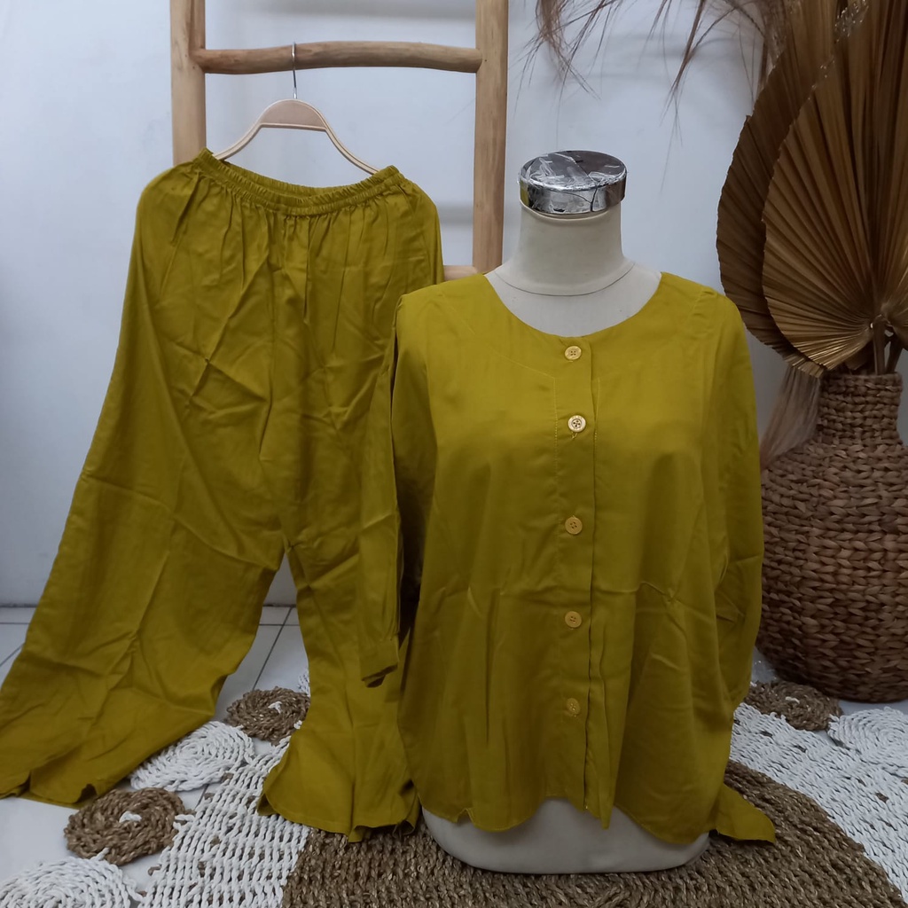 Setelan Andin Ikatan Cinta One Set Rayon Premium Pakaian Wanita Panjang Rayon Polos Premium Set Viral Kekinian