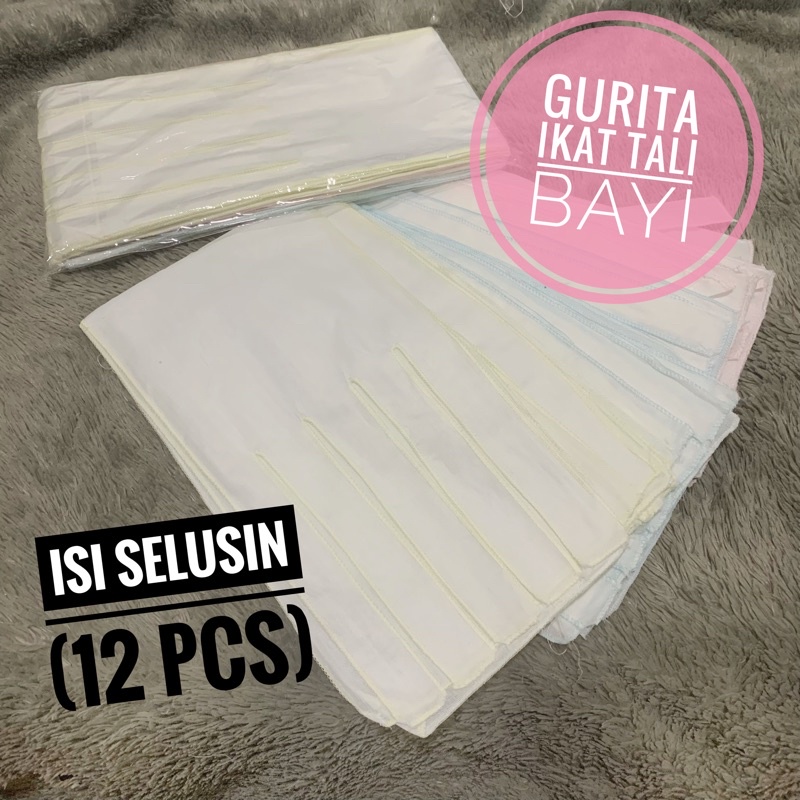 (Isi 12pcs) Gurita Ikat Tali Bayi Putih Polos