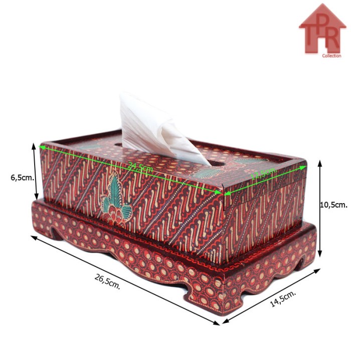 Tempat Tisu Kayu Berkaki / Box Tisu Motif Batik - Tissue Dispenser