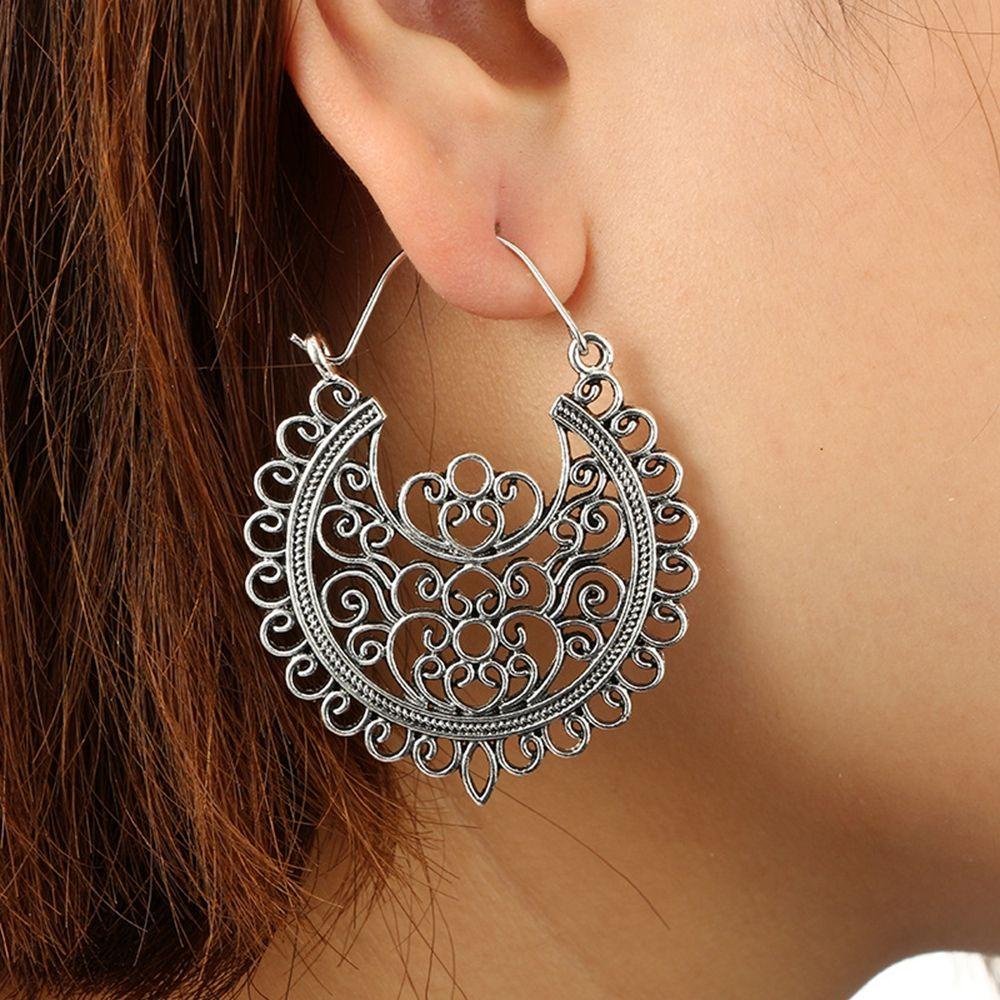 Lily Hoop Earring Vintage Antik Jipsi Tribal Menjuntai Drop