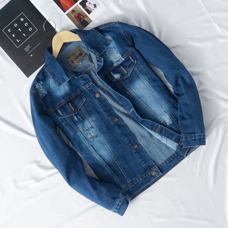 JAKET JEANS PRIA//JAKET DENIM PRIA// ORIGINAL (Z-nine) warna BIOWASH SPRAY SOBEK