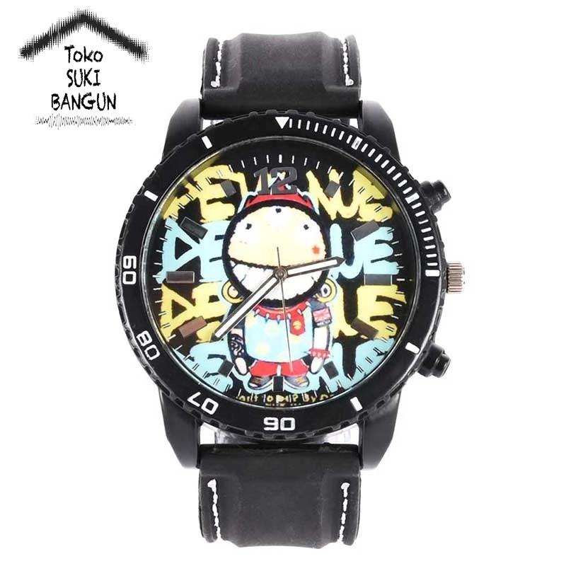 MURAL Graffiti Jam Tangan Pria Men Rubber Watch Strap Casual Fashion