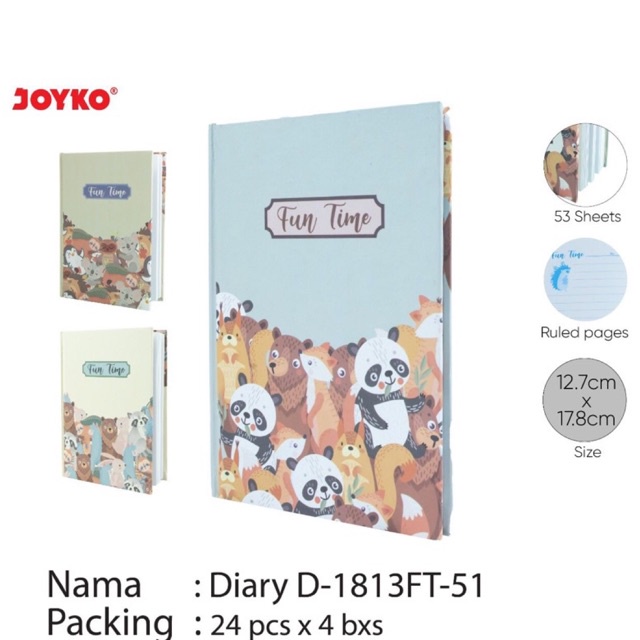 

Notebook / Buku Diary Fancy Lucu Bergaris D-1813FT-51A/C Fun Time Joyko
