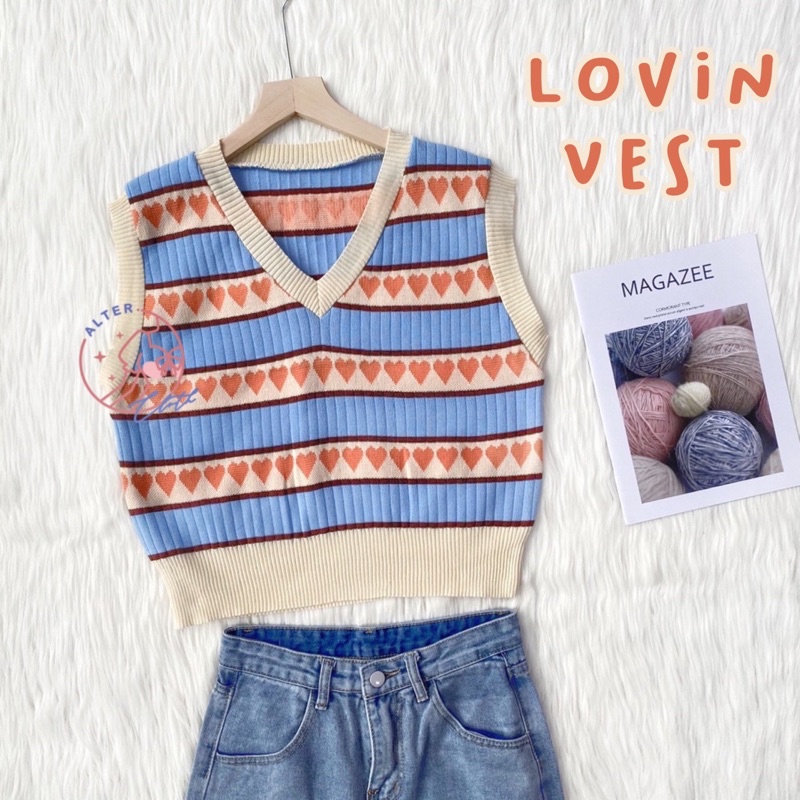 alter.cloth - LOVIN VEST | Rompi Wanita Rajut Import Motif Hati Love Korea