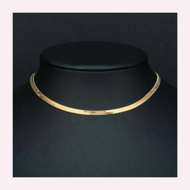KALUNG GOLD PLATED MIRIP EMAS ASLI Gold herringbone choker