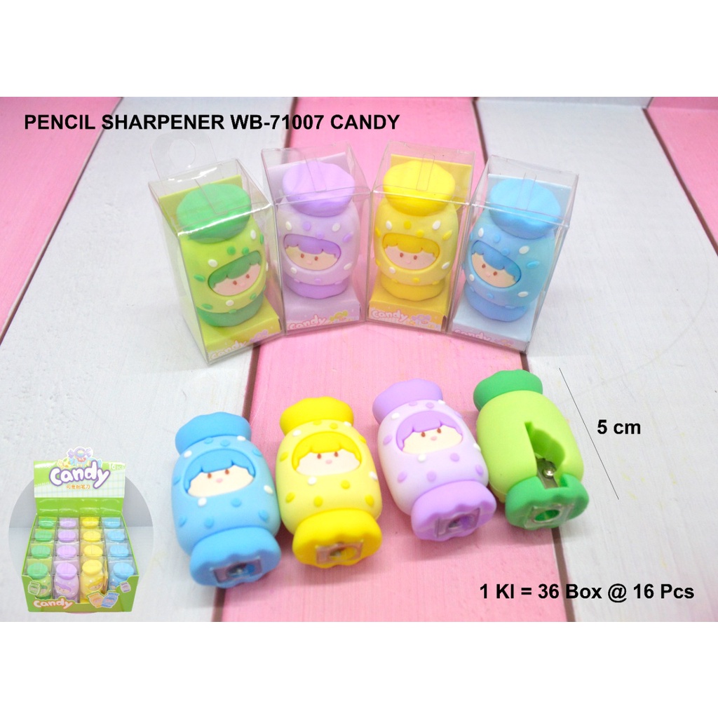 SERUTAN PENSIL MINI BENTUK PERMEN KEKINIAN / RAUTAN PENSIL LUCU MOTIF CANDY / SERUTAN PENSIL UNTUK ANAK ANAK / RAUTAN PENSIL SERBAGUNA / PENCIL SHARPENER WB-71007 CANDY