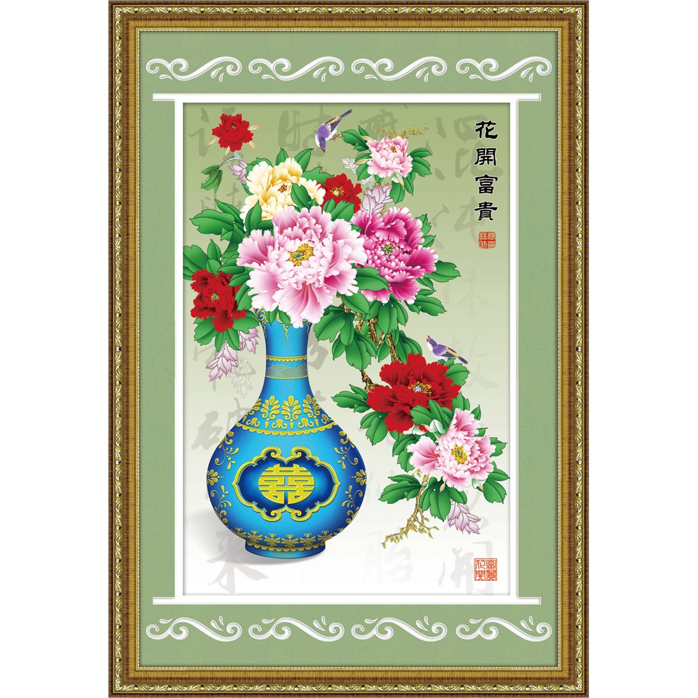 Paket DIY Craft Diamond Painting Y5072 Vas Bunga Oriental Peony Peoni