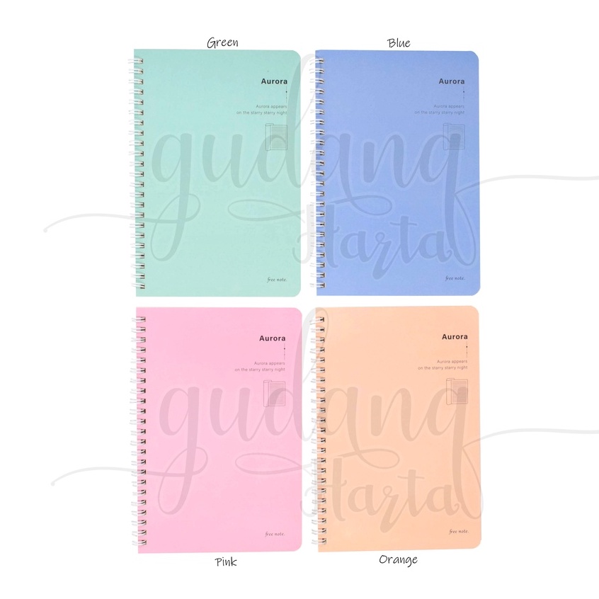 Notebook A5 Spiral Aurora Pastel Buku Motif Polos Green GH 308846