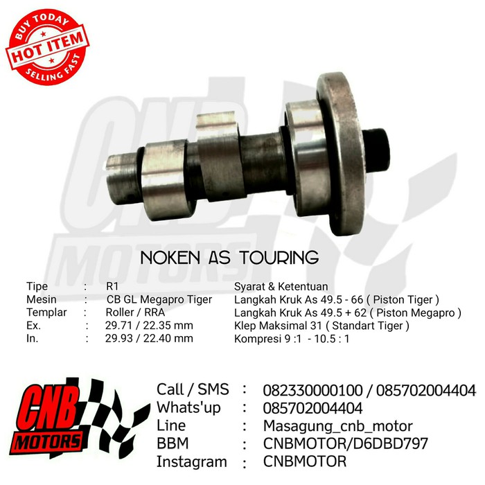 Noken As Cam Boskot Speak Touring pnp GL Neotech Megapro Tiger R1