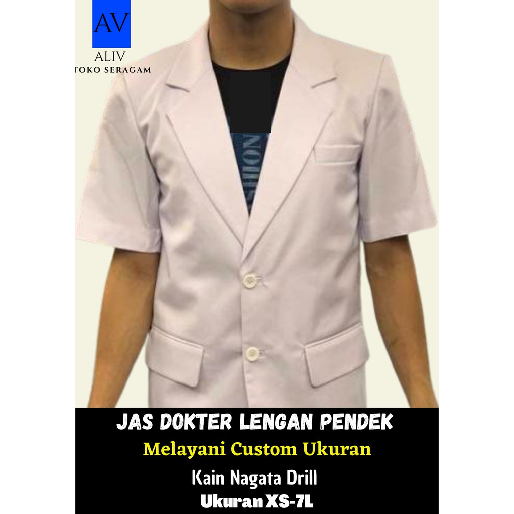 Jas Dokter Snelli Pria Lengan Pendek Ukuran XS sampai 7L Nagata Drill