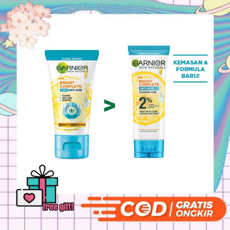 Jual GARNIER Bright Complete 3in1 Anti Acne Facial Wash Skin Care