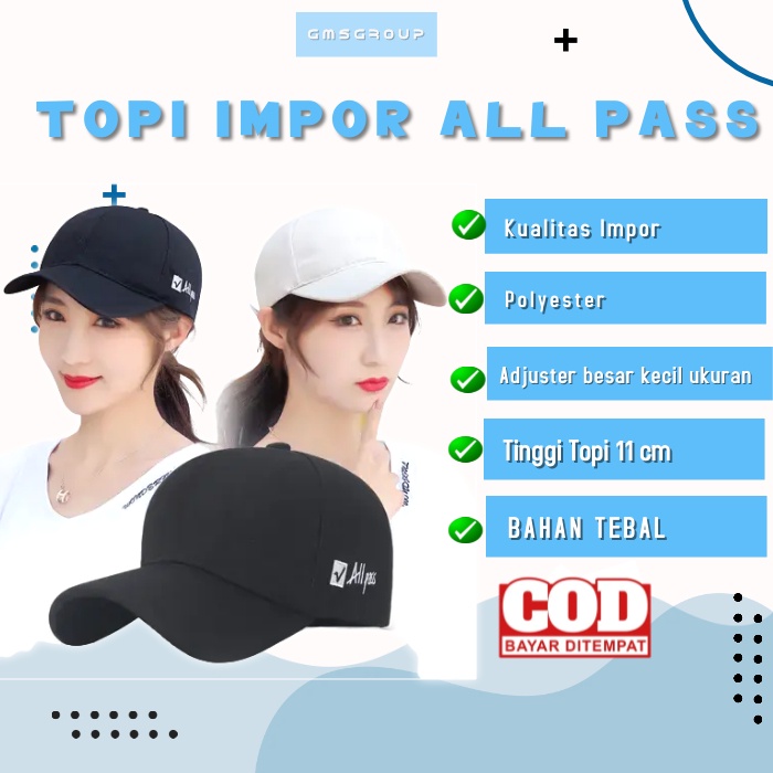 Topi  Impor Trendy Unisex  SIMPLE ALL PASS topi baseball Golf