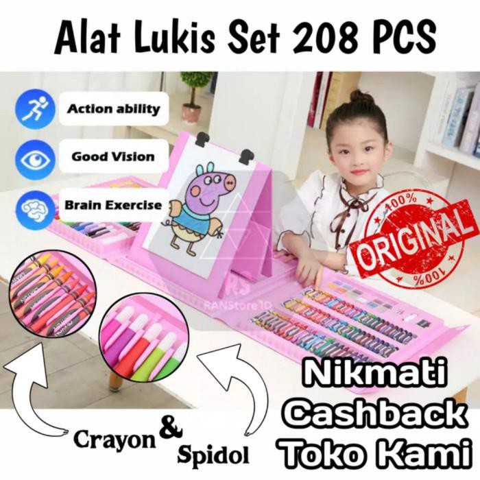 

Art / Alat Melukis Mewarnai Crayon Anak Painting Coloring Lengkap 208 Pcs - Biru