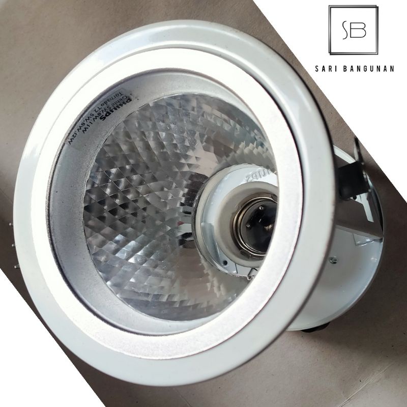 Fitting Lampu Downlight Silver Plafon Philips Recessed Nickel
