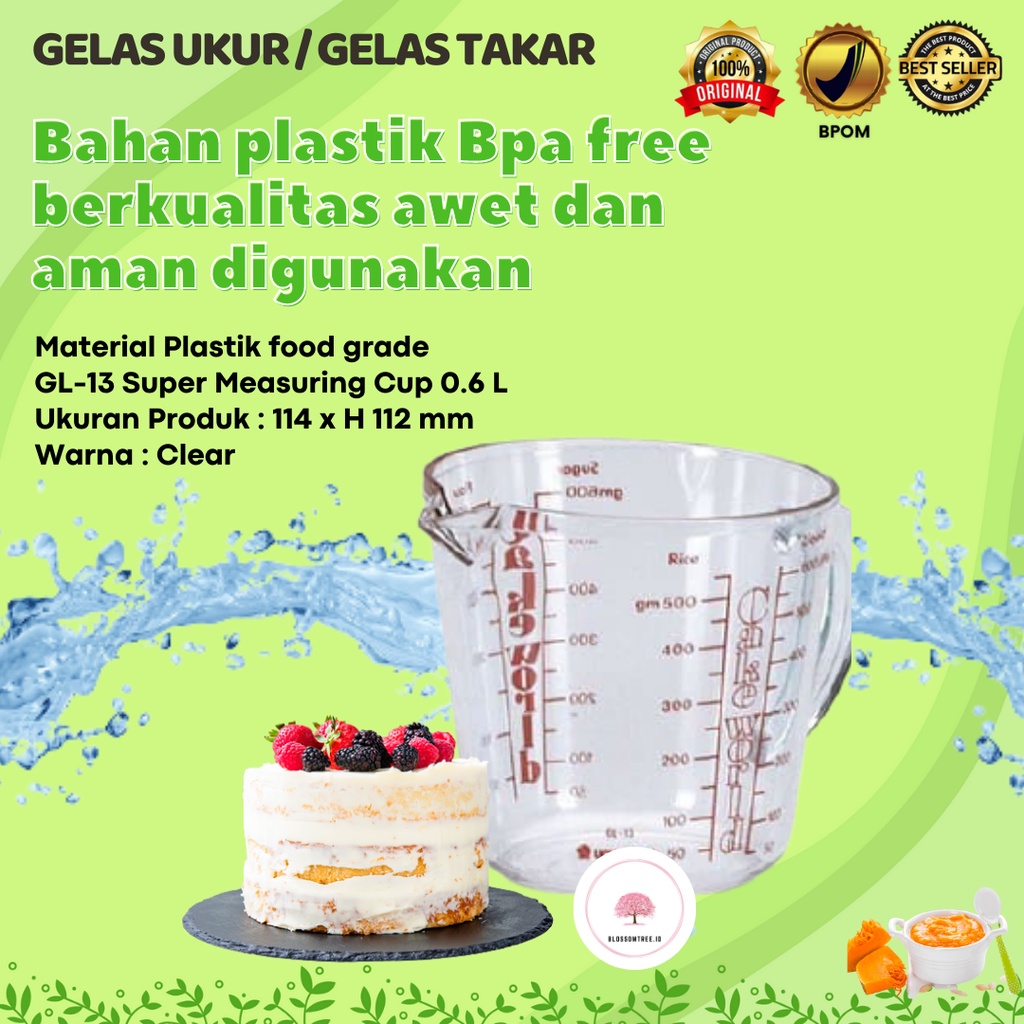 Measuring cup takar gelas takar plastik gelas ukur 50ml 100ml 250ml 500ml gelas takaran air ml gelas