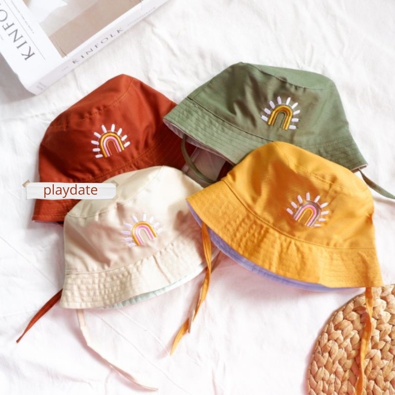 Bucket Hat Anak Topi Anak Kupluk Anak Topi Rimba Anak Laki Laki Perempuan 2 3 4 5 Tahun Aksesoris Fashion Anak Laki Laki Perempuan Bucket Anak Rainbow