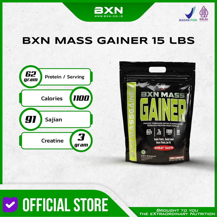 

bxn mas gainer 15lb susu bubuk penambah berat badan tinggi kalori - Chocolate