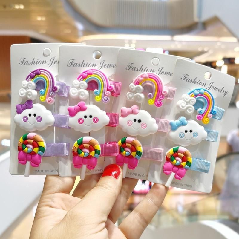 Jepit Rambut Anak Set 3 Pc Pelangi / Jepit Rambut Korea Cute