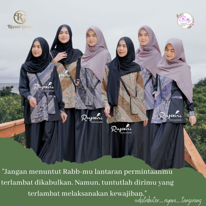 Gamis batik polos dan kombinasi kencana