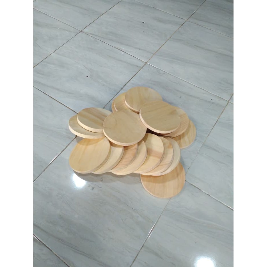 Talenan Kayu Model Bulat Diameter 15 cm / Wooden Cutting Board