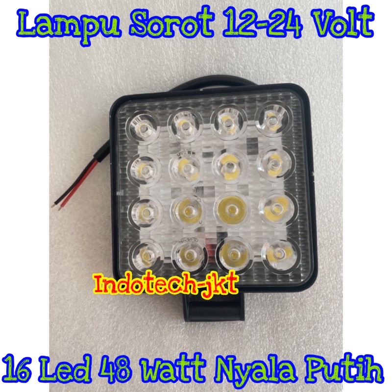 Lampu Tembak 48 watt 16 led 12-24 volt Model TIPIS