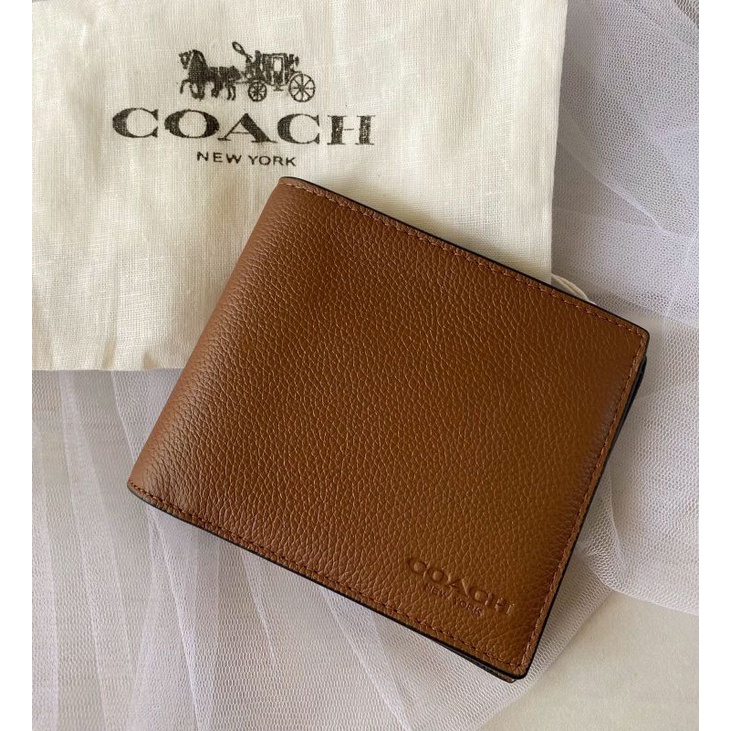 Dompet Coach Authentic Original / F74991 Compact ID Wallet Dark Saddle i