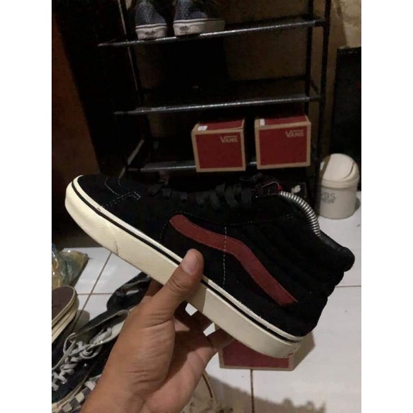 Vans sk8 high black/true red original bekas baik