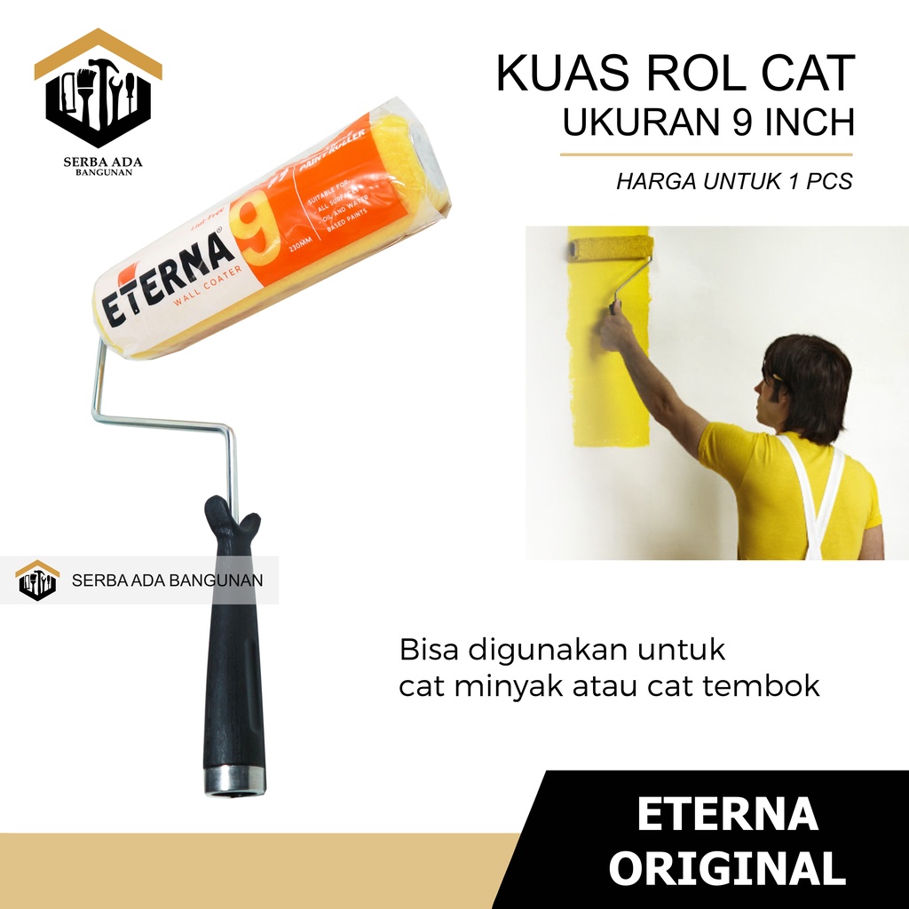 Kuas Roll Eterna 9 Inch | Roller Cat | Gagang Kuas Rol Copot - Cat Tembok