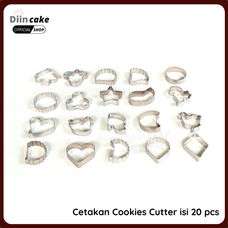 20pcs Cookies Cutter Cetakan Kue Kering Stainless Steel Aneka Bentuk